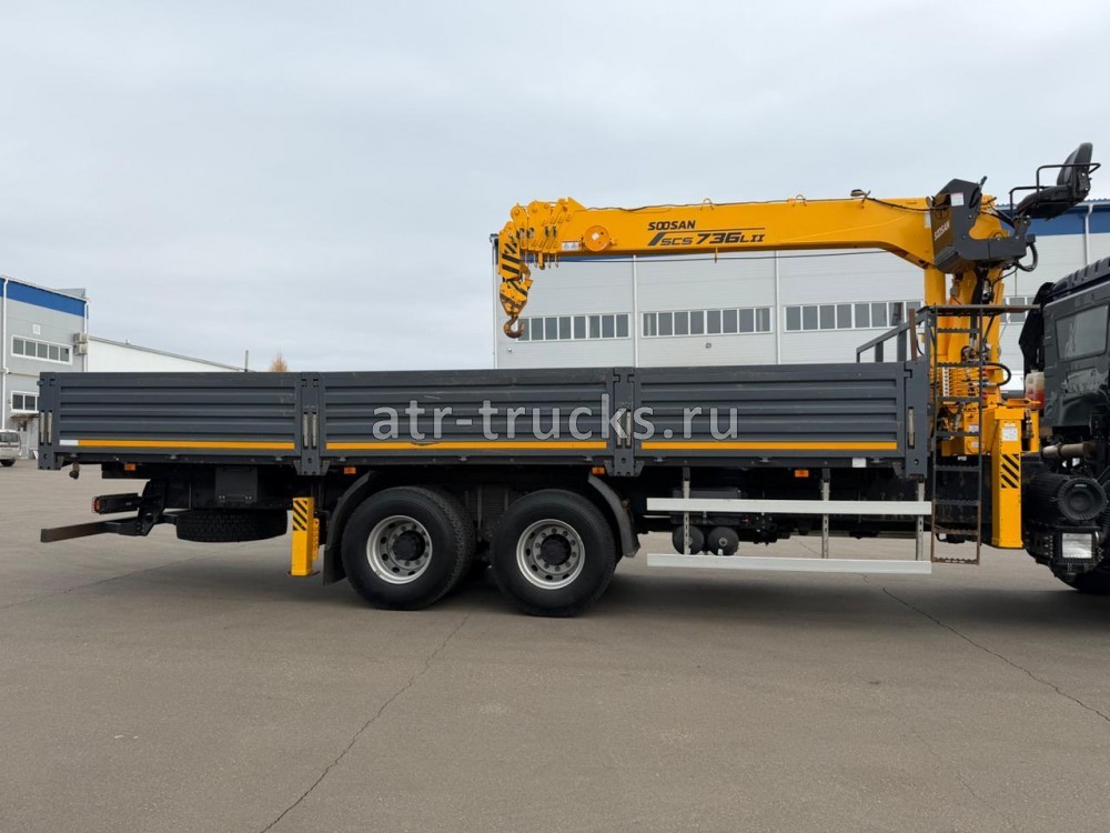 Бортовой грузовик FAW J6P с КМУ Soosan