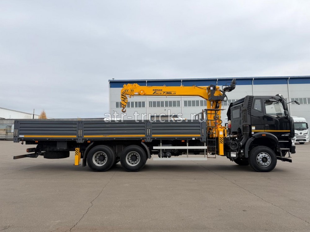 Бортовой грузовик FAW J6P с КМУ Soosan