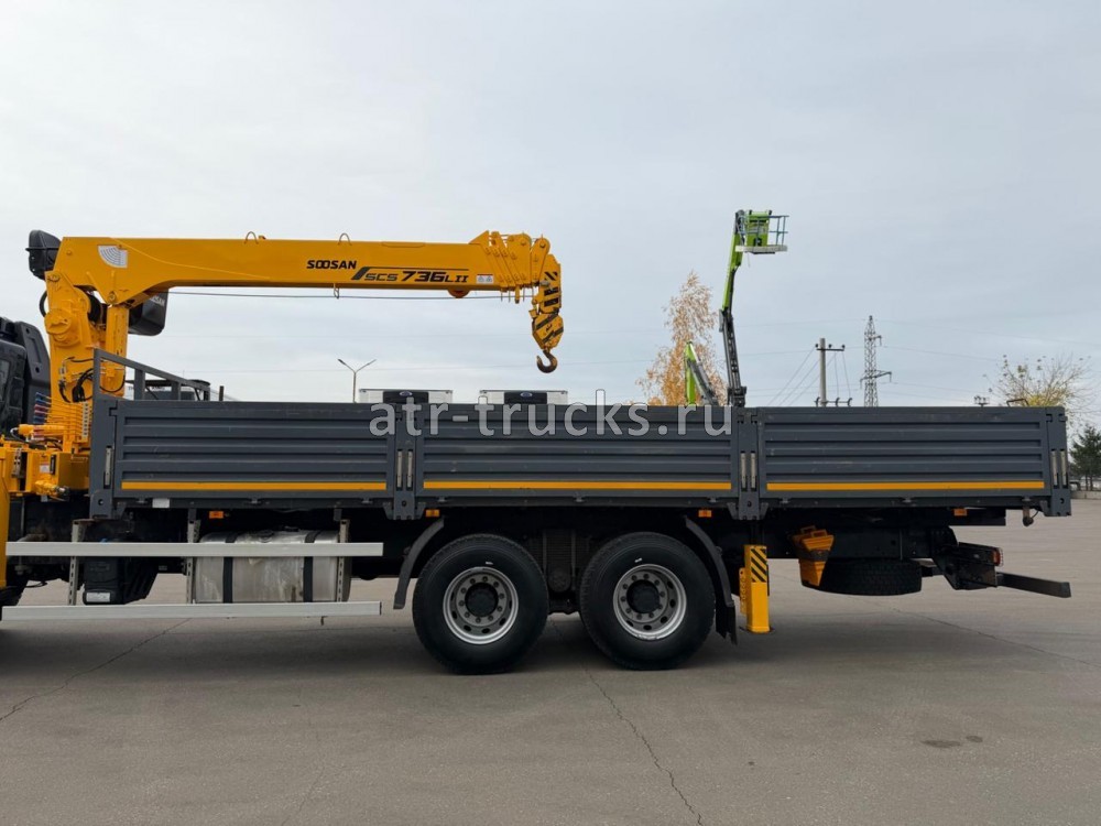 Бортовой грузовик FAW J6P с КМУ Soosan